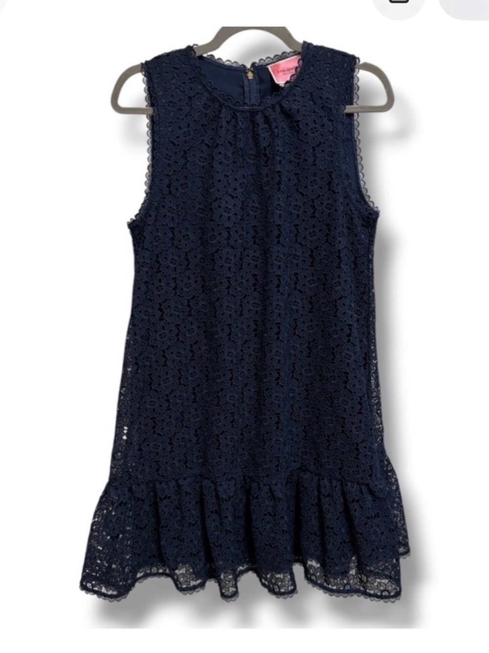 kate spade Navy Lace Sleeveless Ruffle-Hem Midi Dress - Picture 2 of 3